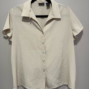 Laura Scott Cream Short Sleeve Button-Up Shirt